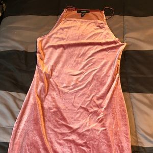 Pink velour fitted dress